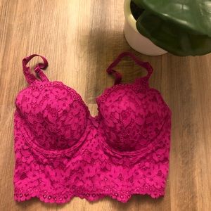 Victorias Secret New With Tags Fuchsia Longline Lace Bra Lingerie